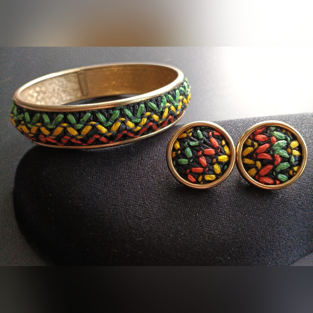 Vintage Sarah Coventry Indian Princess Bracelet & Earrings Set 1960's